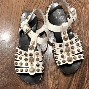 Just Juice 38 made in Italy Studded White Sandals